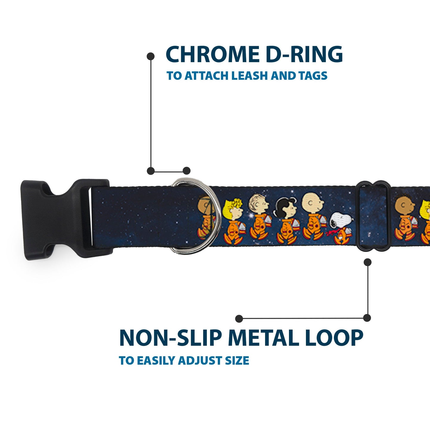 Peanuts Astronauts Space Walk Plastic Clip Dog Collar