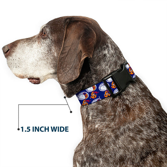 Plastic Clip Collar - Peanuts Astronaut Snoopy Walking Pose Scattered Blue/Orange-6