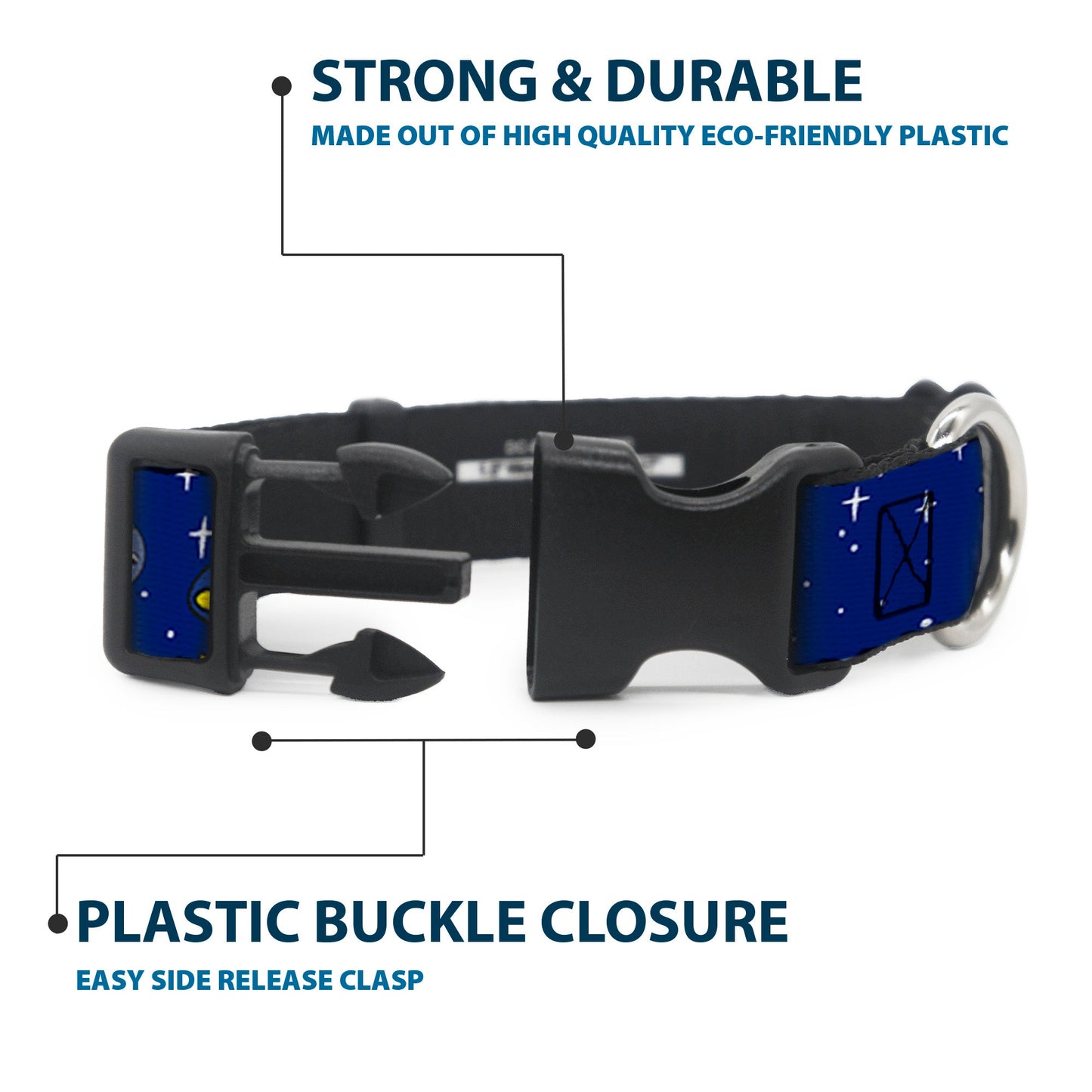 Peanuts Gang Astronauts Plastic Dog Collar - Blue/White