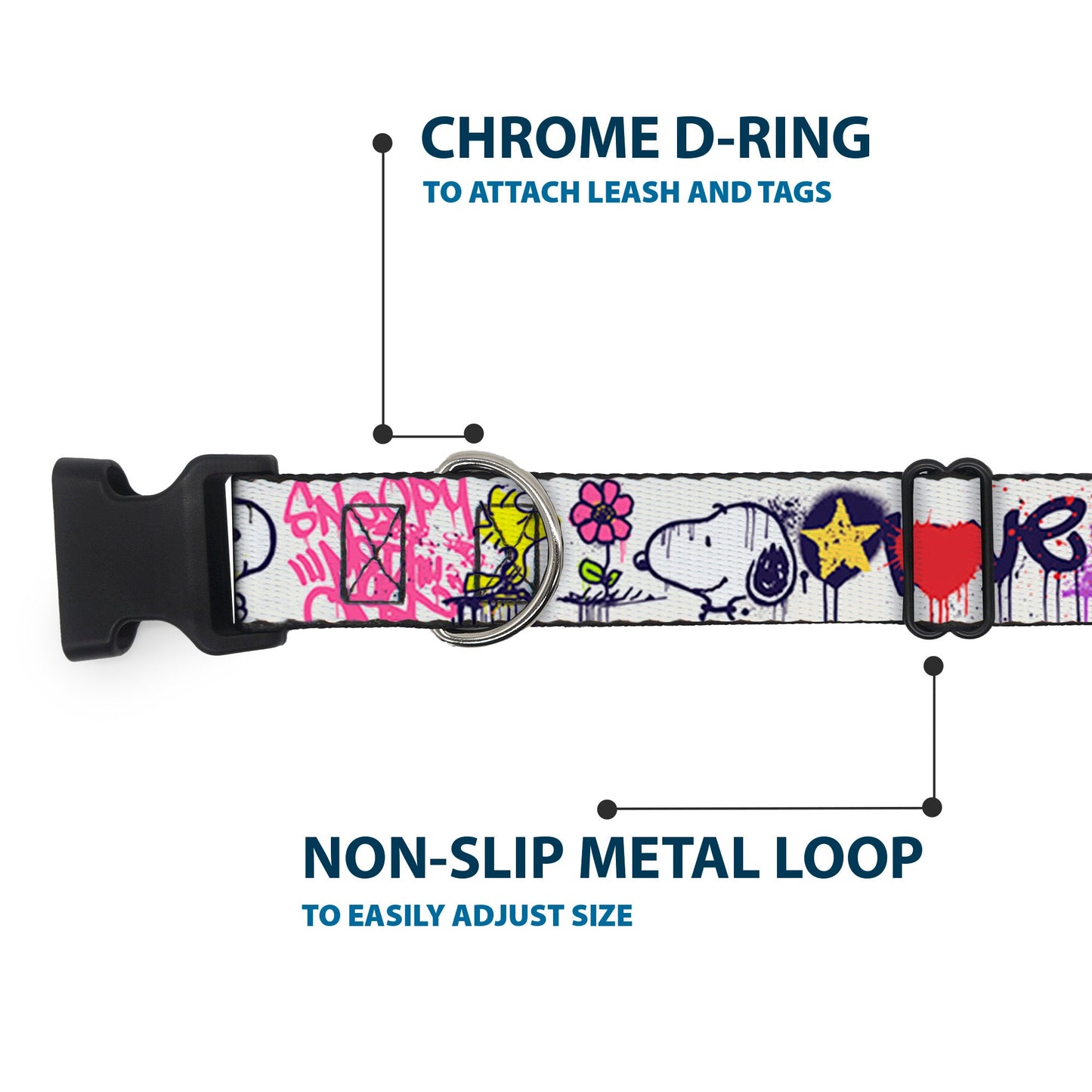 Plastic Clip Collar - Snoopy Woodstock Graffiti | The Peanuts Store