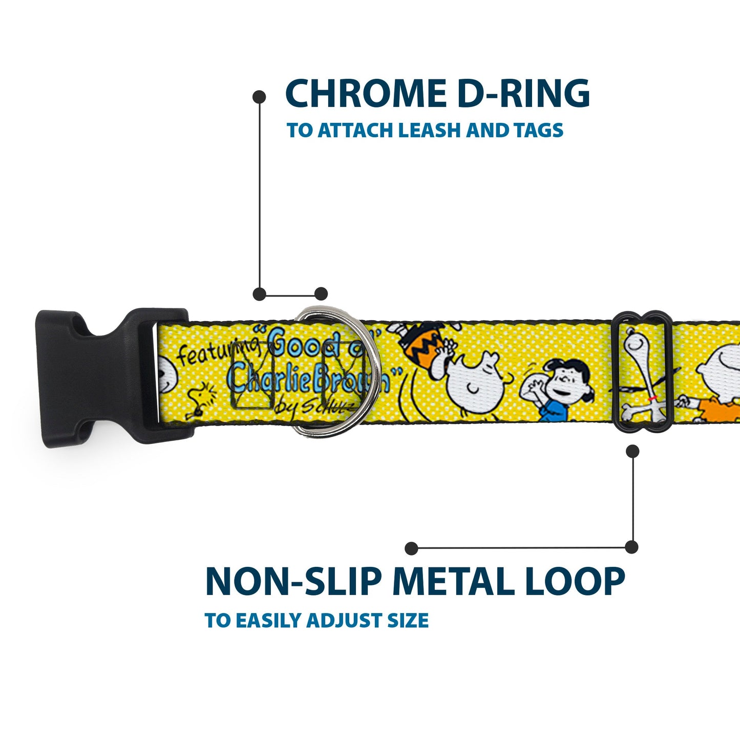 Peanuts Gang Charlie Brown Plastic Clip Dog Collar - Yellow/Multi