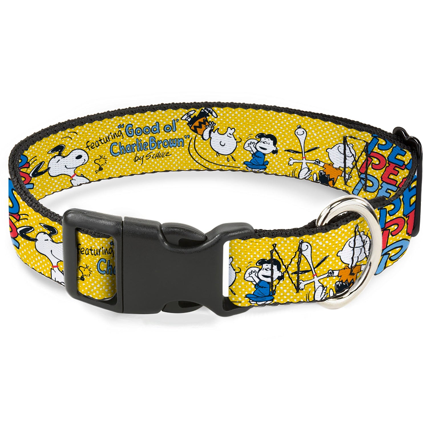 Peanuts Gang Charlie Brown Plastic Clip Dog Collar - Yellow/Multi