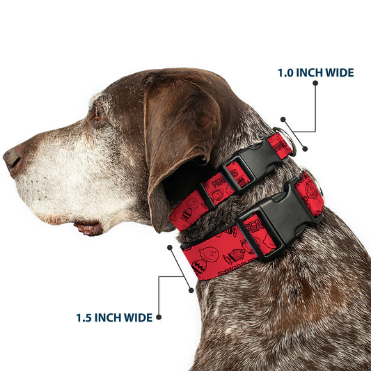 Plastic Clip Collar: Peanuts Gang Six Character Collage Red/Black-1