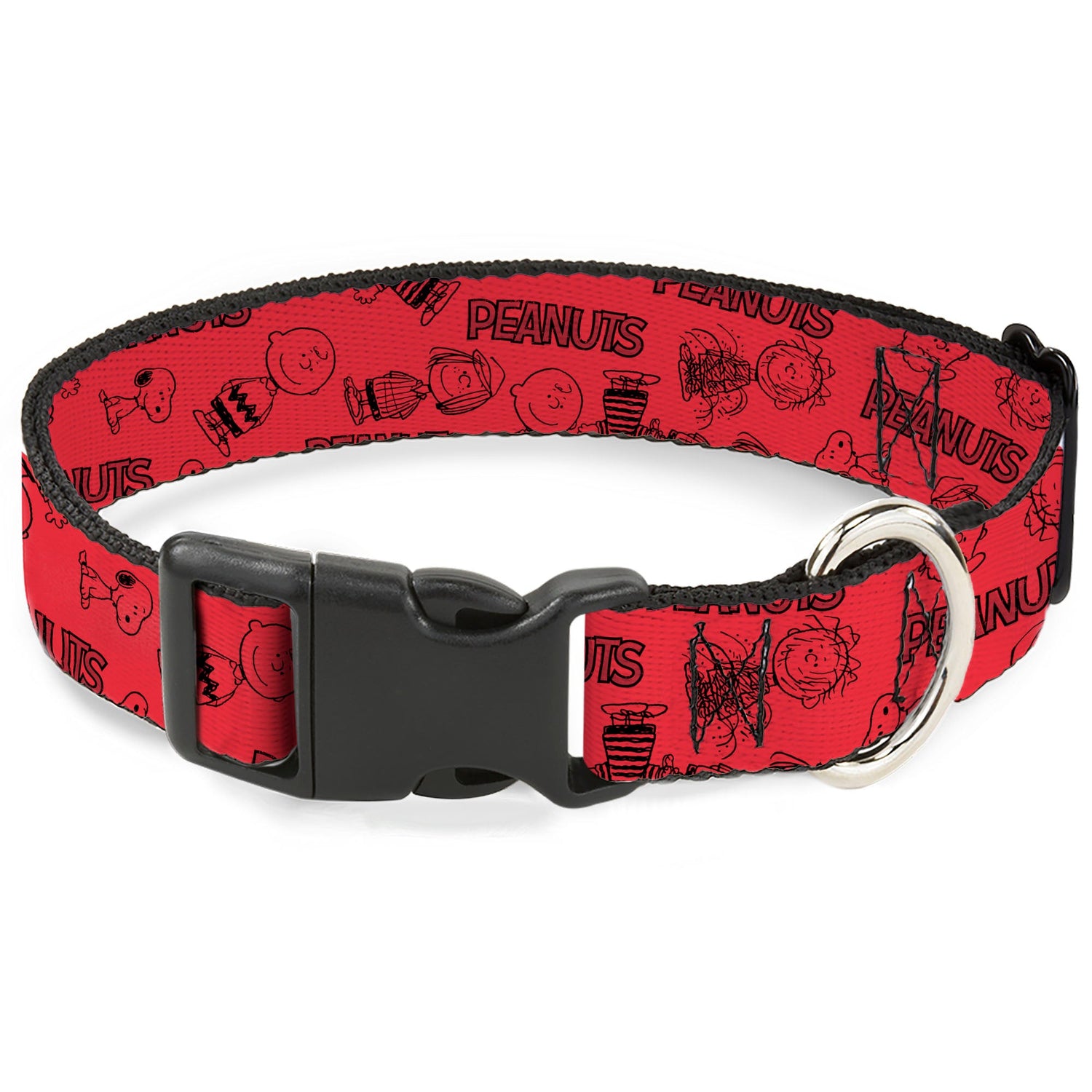Plastic Clip Collar: Peanuts Gang Six Character Collage Red/Black