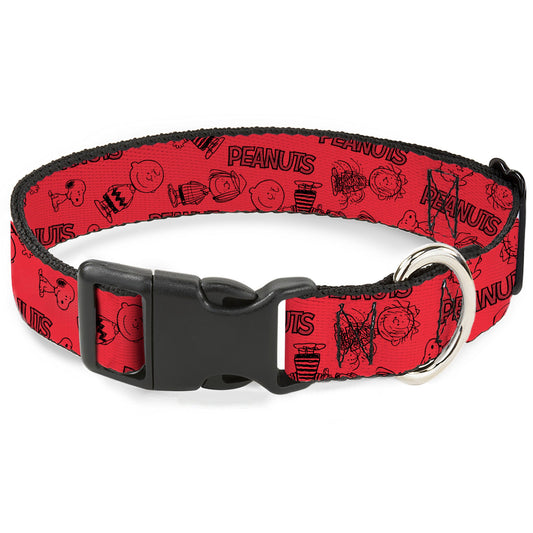 Plastic Clip Collar: Peanuts Gang Six Character Collage Red/Black-0