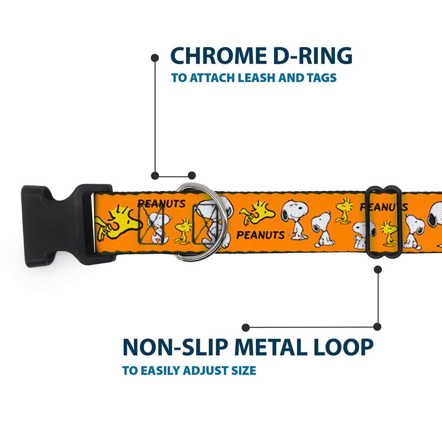 Plastic Clip Collar - Snoopy & Woodstock Orange