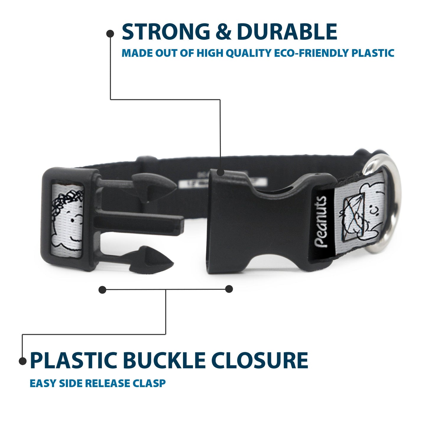 Peanuts Gang Expressions Dog Collar - Gray/Black/White