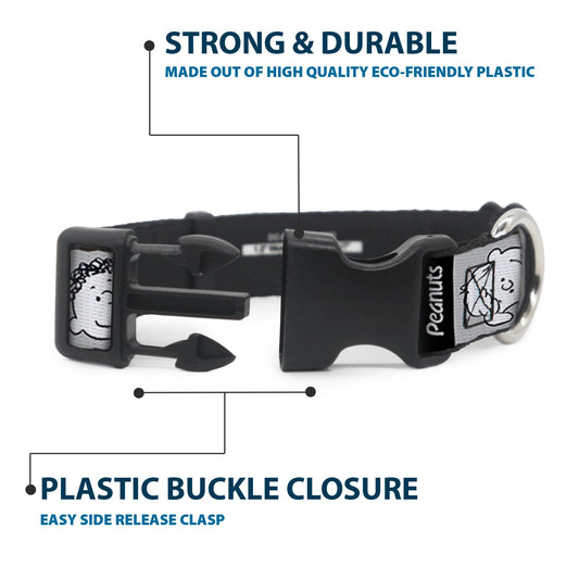 Peanuts Gang Expressions Dog Collar - Gray/Black/White-3