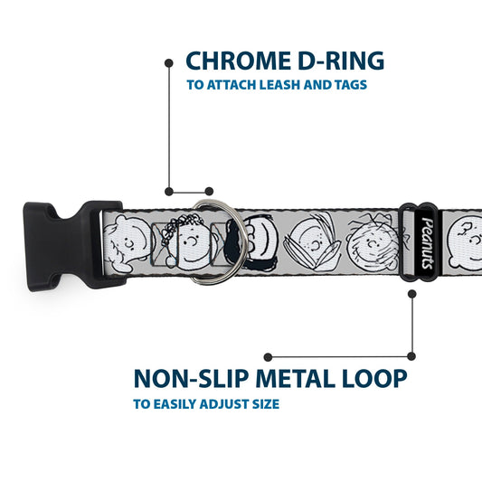 Peanuts Gang Expressions Dog Collar - Gray/Black/White-4