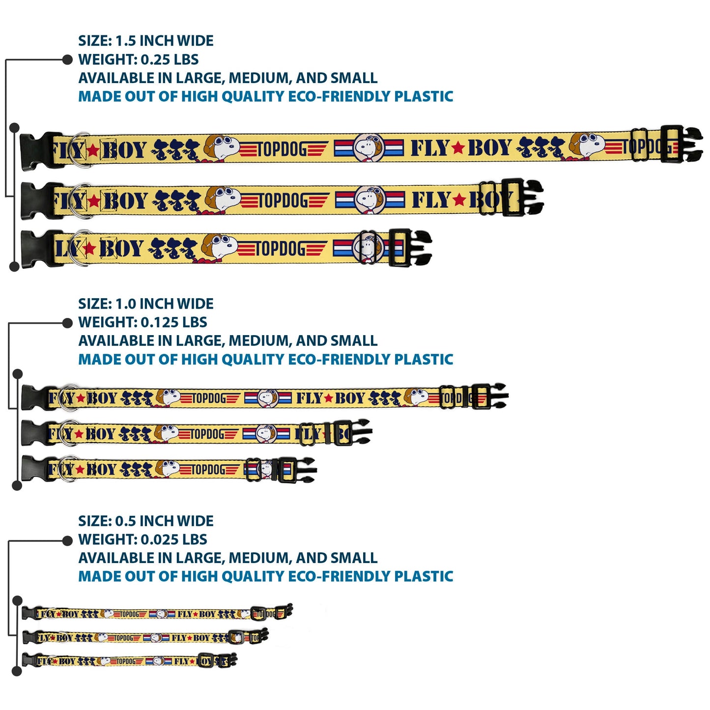 Peanuts Snoopy Flying Ace Dog Collar - Yellow/Blue/Red