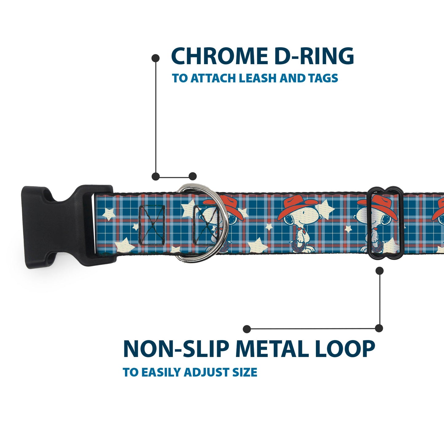 Dog Collar: Peanuts Cowboy Snoopy Americana Plaid