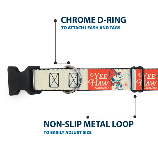 Peanuts Snoopy 'YEE HAW AMERICA' Plastic Dog Collar-4