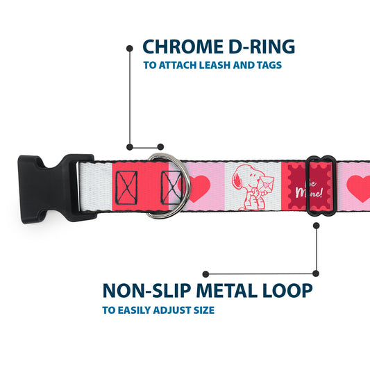 Plastic Clip Collar: Peanuts Snoopy 'BE MINE' Valentine Dog Collar-4