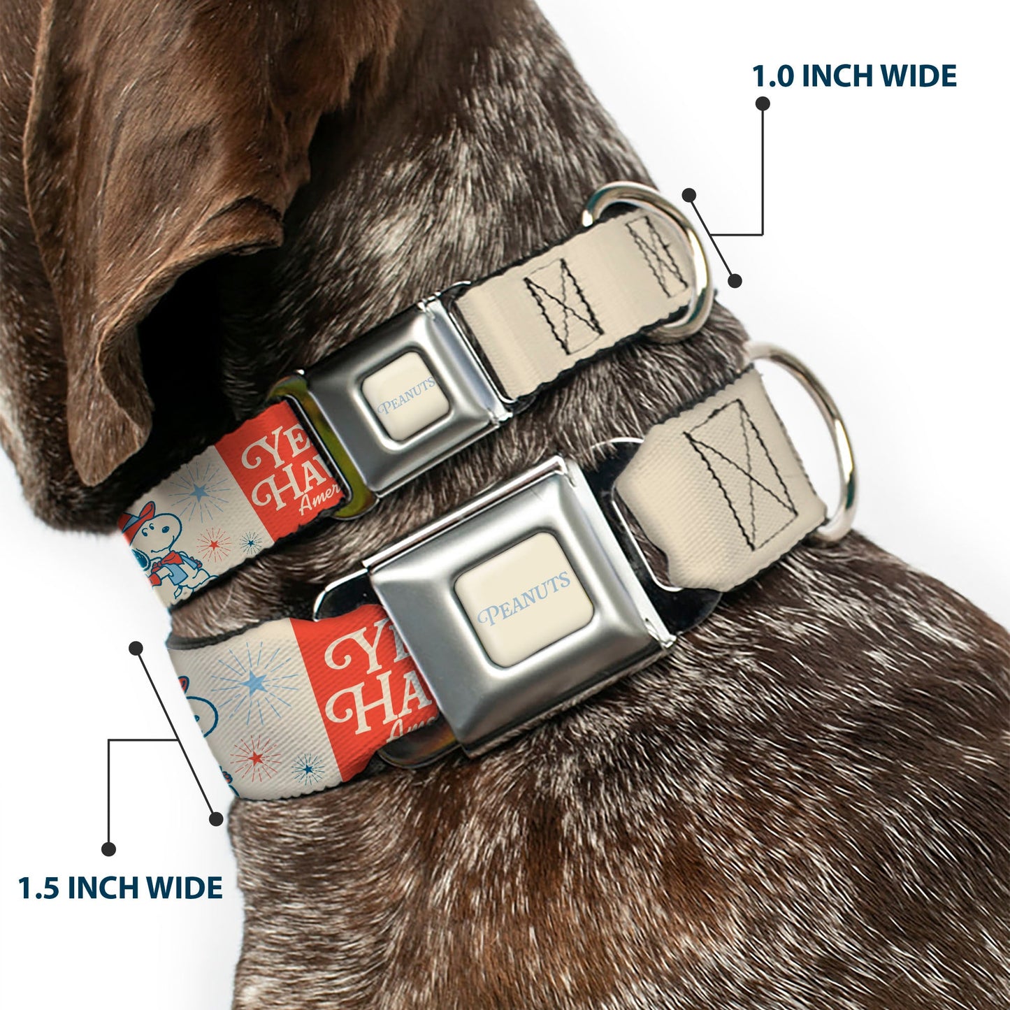 Dog Collar: Snoopy 'Yee Haw America' Seatbelt Buckle
