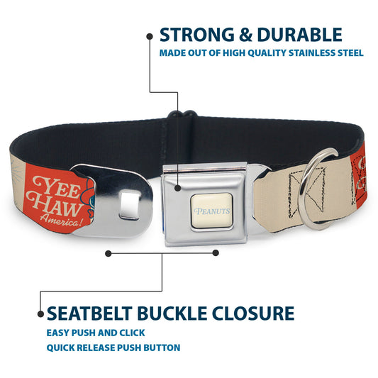 Dog Collar: Snoopy 'Yee Haw America' Seatbelt Buckle-3