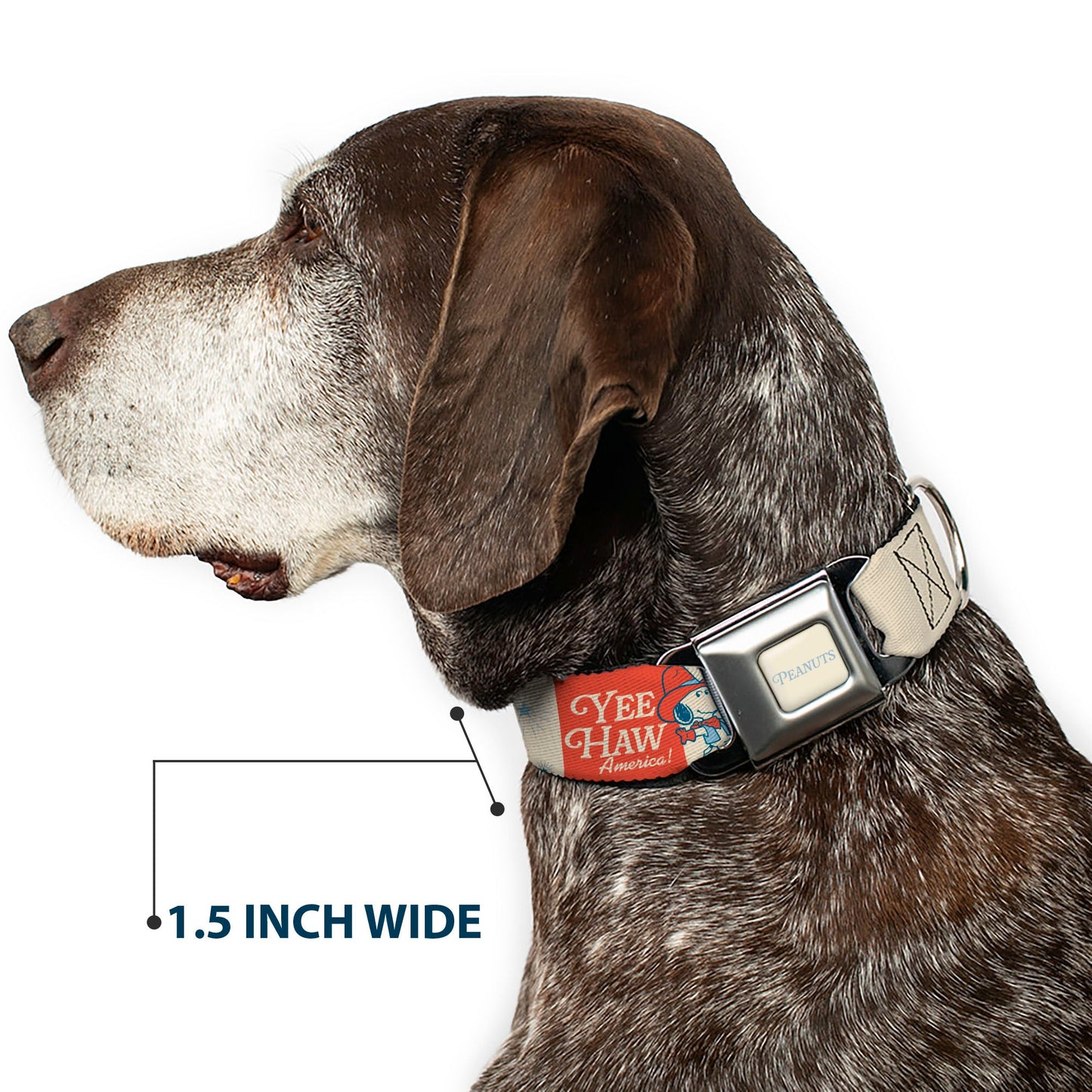 Dog Collar: Snoopy 'Yee Haw America' Seatbelt Buckle