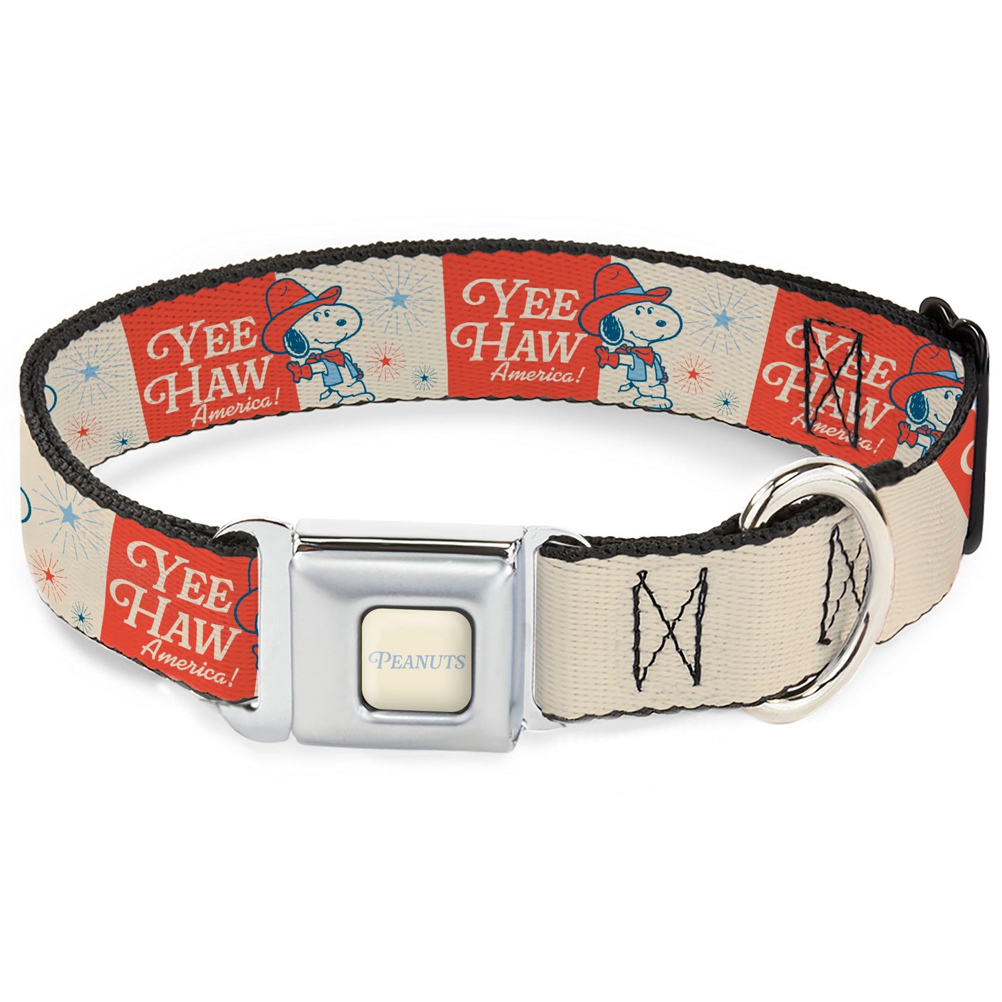 Dog Collar: Snoopy 'Yee Haw America' Seatbelt Buckle