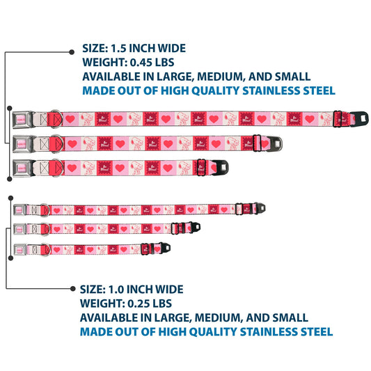 Dog Collar: Snoopy Valentine Seatbelt Buckle - Pink-2