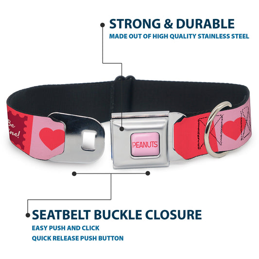 Dog Collar: Snoopy Valentine Seatbelt Buckle - Pink-3