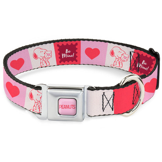 Dog Collar: Snoopy Valentine Seatbelt Buckle - Pink-0