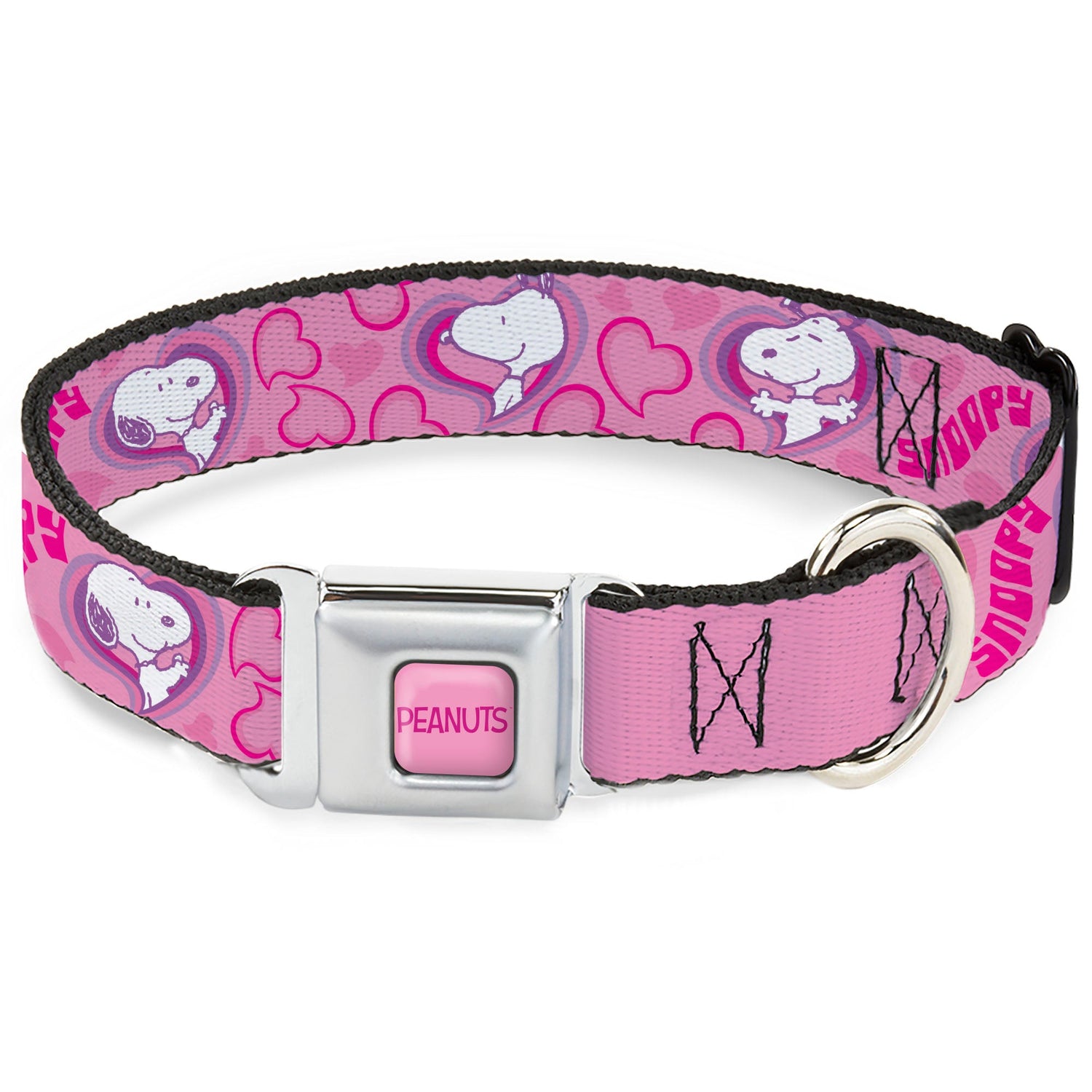Peanuts Snoopy Valentine Hearts Seatbelt Buckle Dog Collar