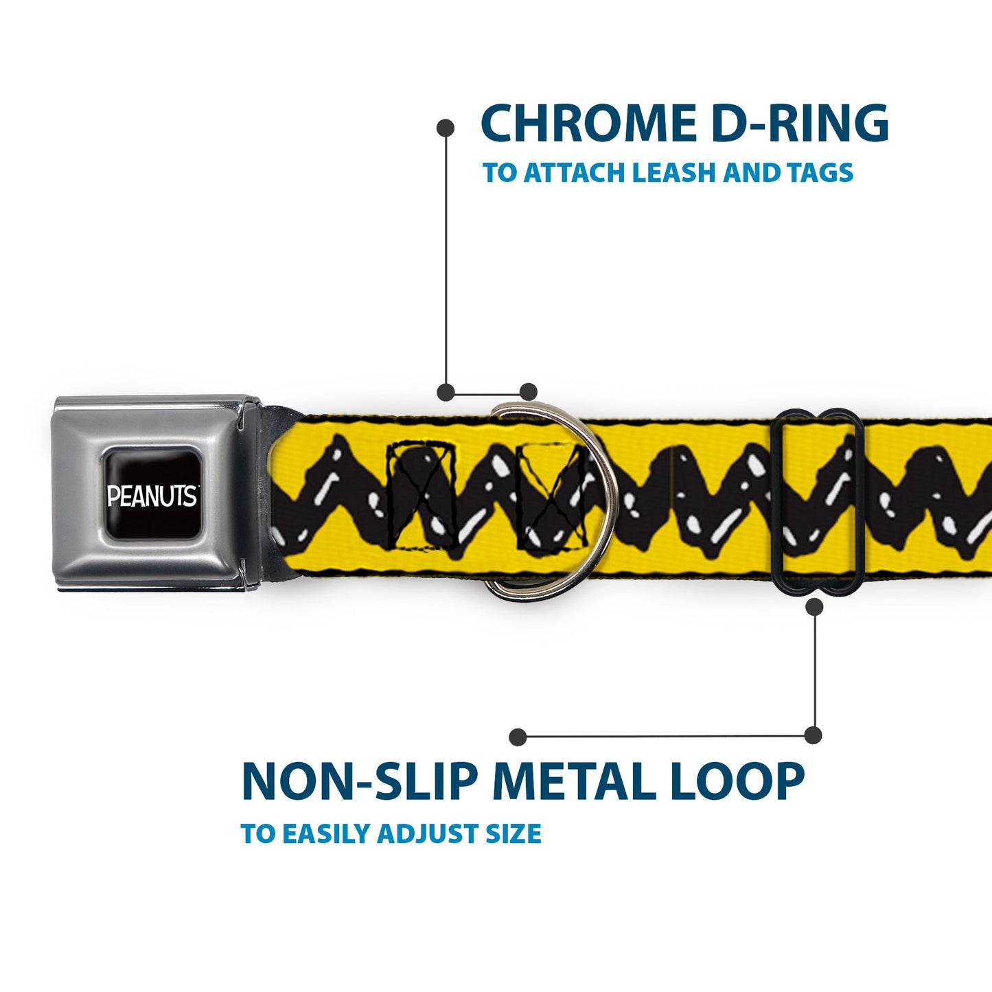Peanuts Charlie Brown Zig Zag Seatbelt Buckle Dog Collar