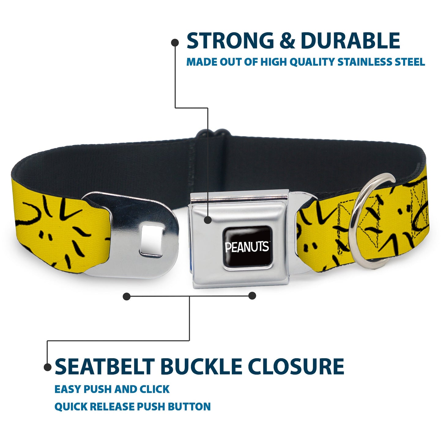 Peanuts Logo & Woodstock Seatbelt Dog Collar