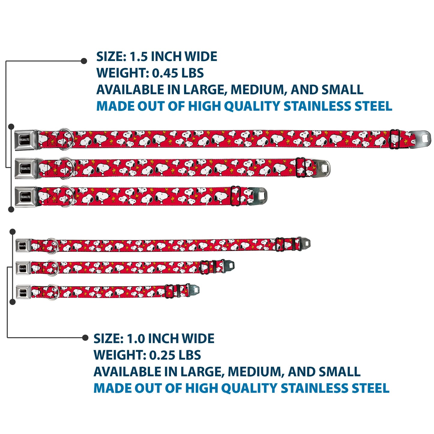 Snoopy & Woodstock Seatbelt Buckle Dog Collar