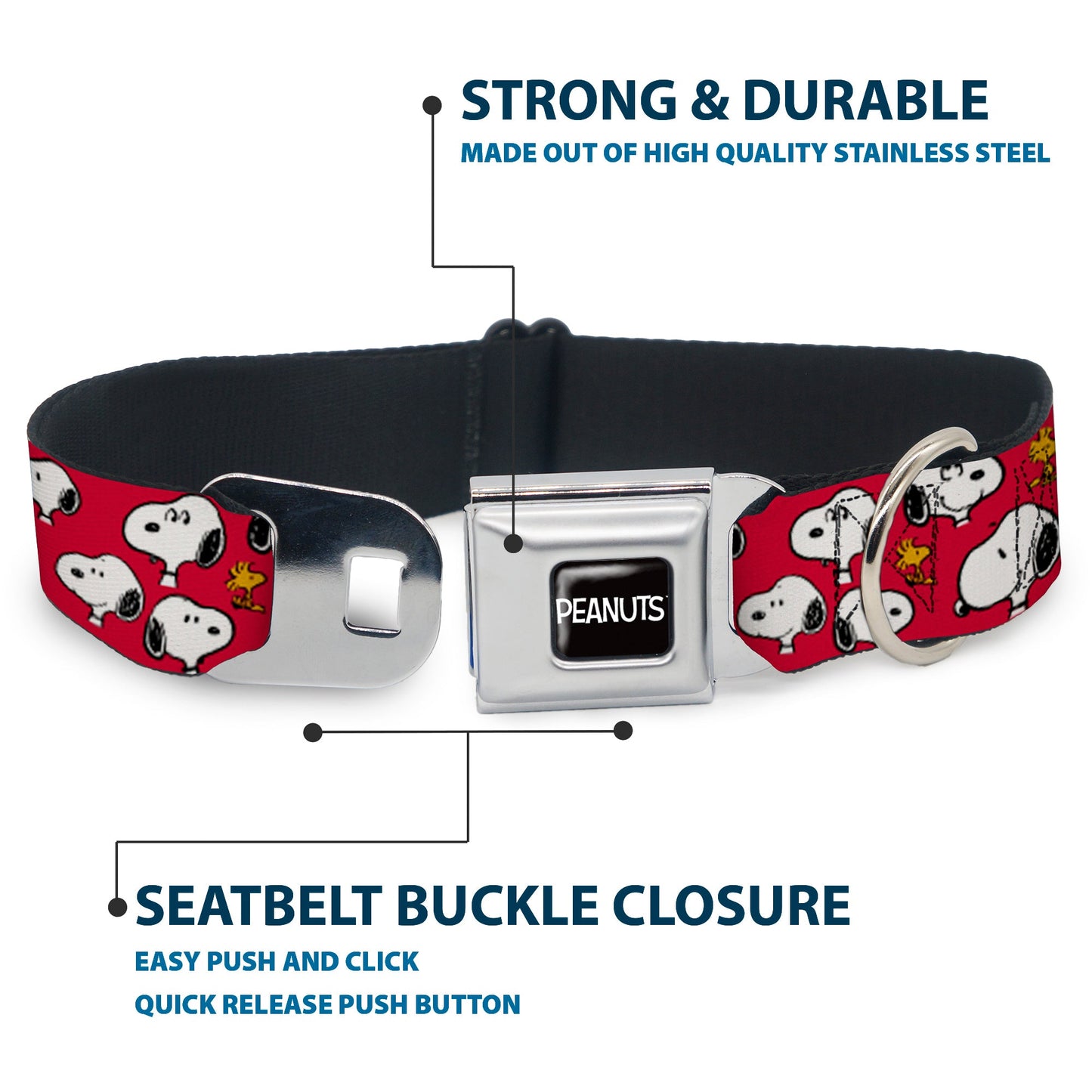 Snoopy & Woodstock Seatbelt Buckle Dog Collar