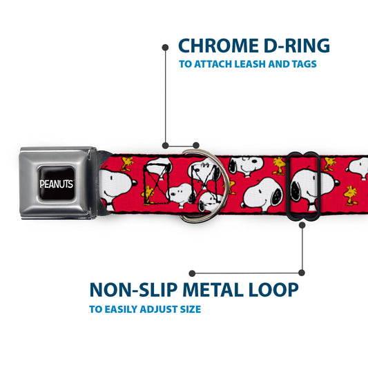 Snoopy & Woodstock Seatbelt Buckle Dog Collar-4