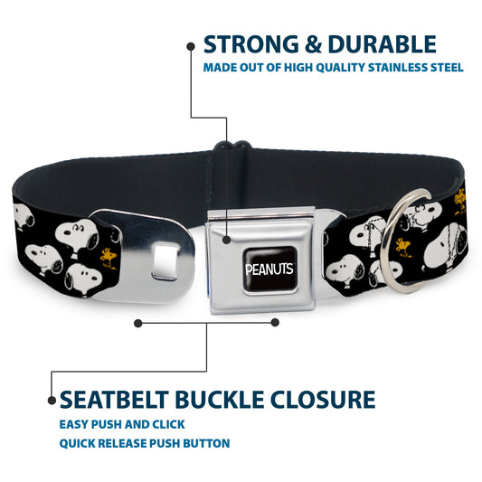 Peanuts Dog Collar with Snoopy & Woodstock Seatbelt Buckle-3