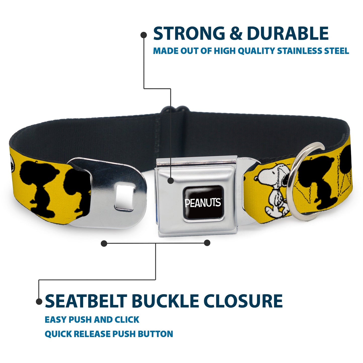 Snoopy Dog Collar - Seatbelt Buckle Design
