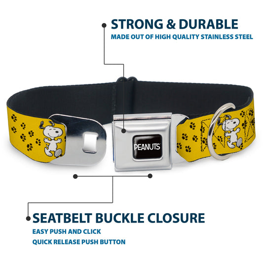 Peanuts Dog Collar: Snoopy Paw Print Seatbelt Buckle.-3