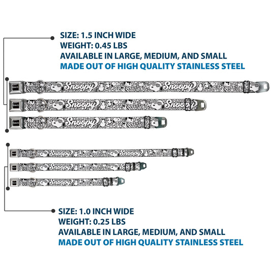 Peanuts Dog Collar featuring Snoopy Poses & Daisy Flowers-2
