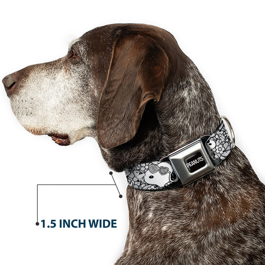Peanuts Dog Collar featuring Snoopy Poses & Daisy Flowers-6