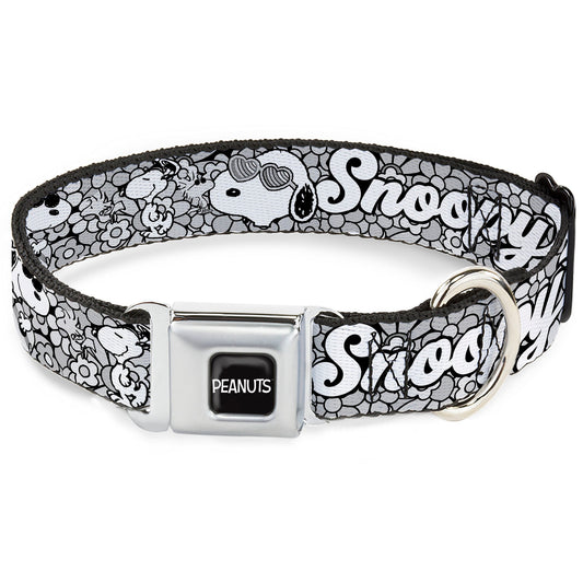 Peanuts Dog Collar featuring Snoopy Poses & Daisy Flowers-0