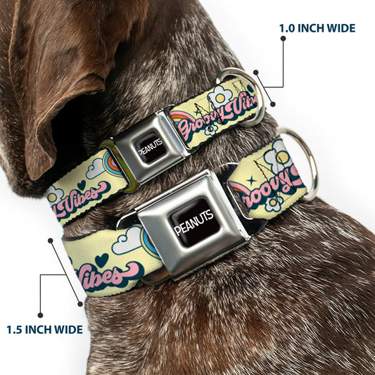 Peanuts Snoopy Dog Collar: Flying Ace & Woodstock Yellow Seatbelt Buckle-1