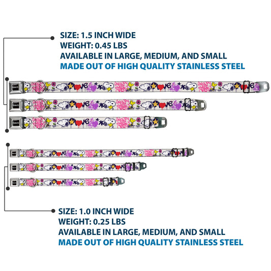 Peanuts Snoopy Woodstock Graffiti Seatbelt Dog Collar-2