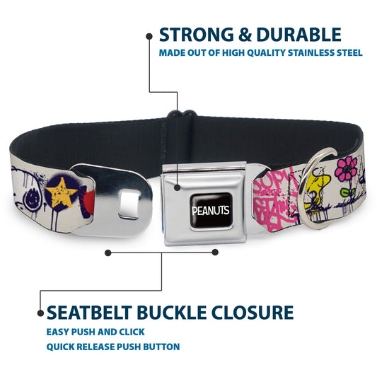 Peanuts Snoopy Woodstock Graffiti Seatbelt Dog Collar-3