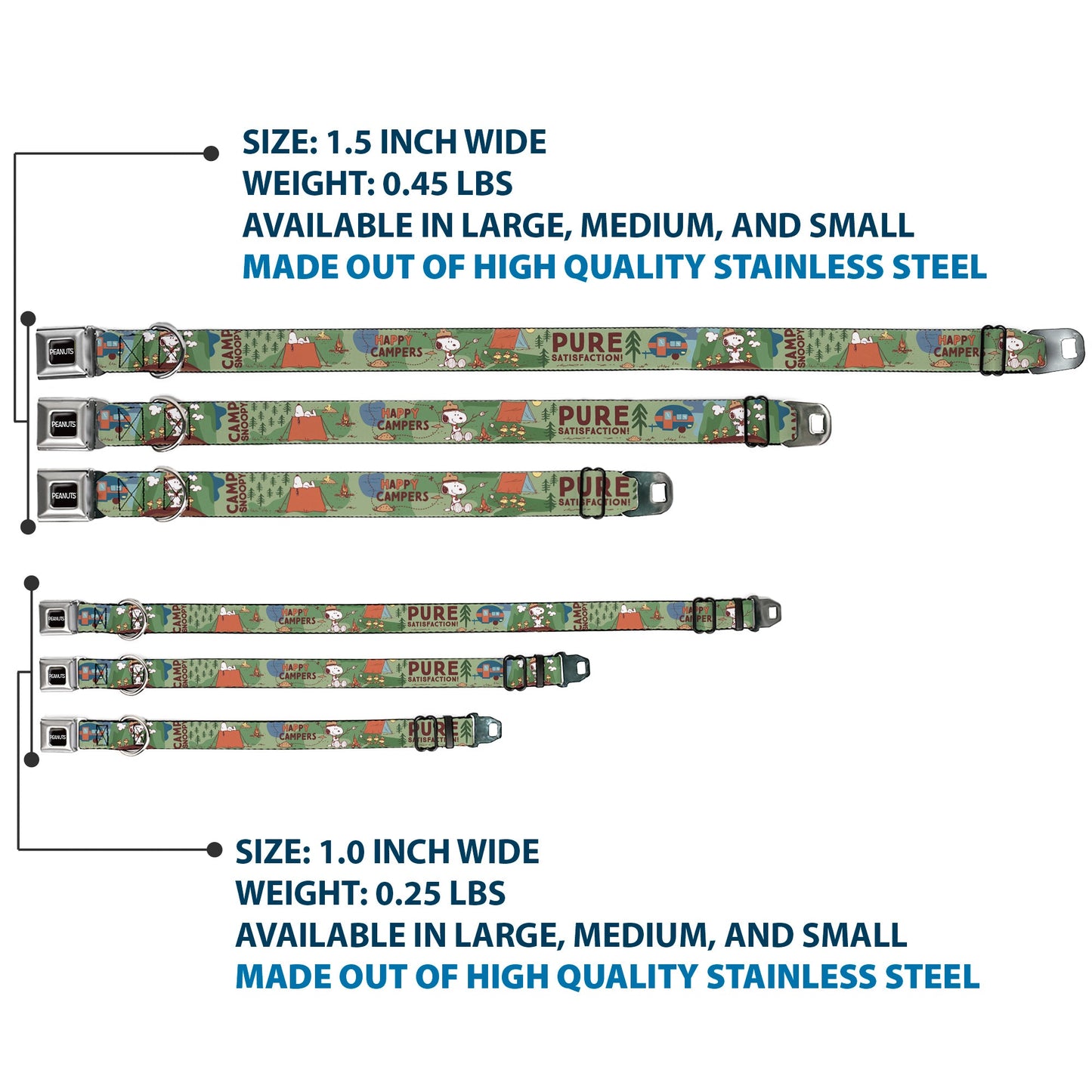 Peanuts Happy Camper Beagle Scouts Seatbelt Collar
