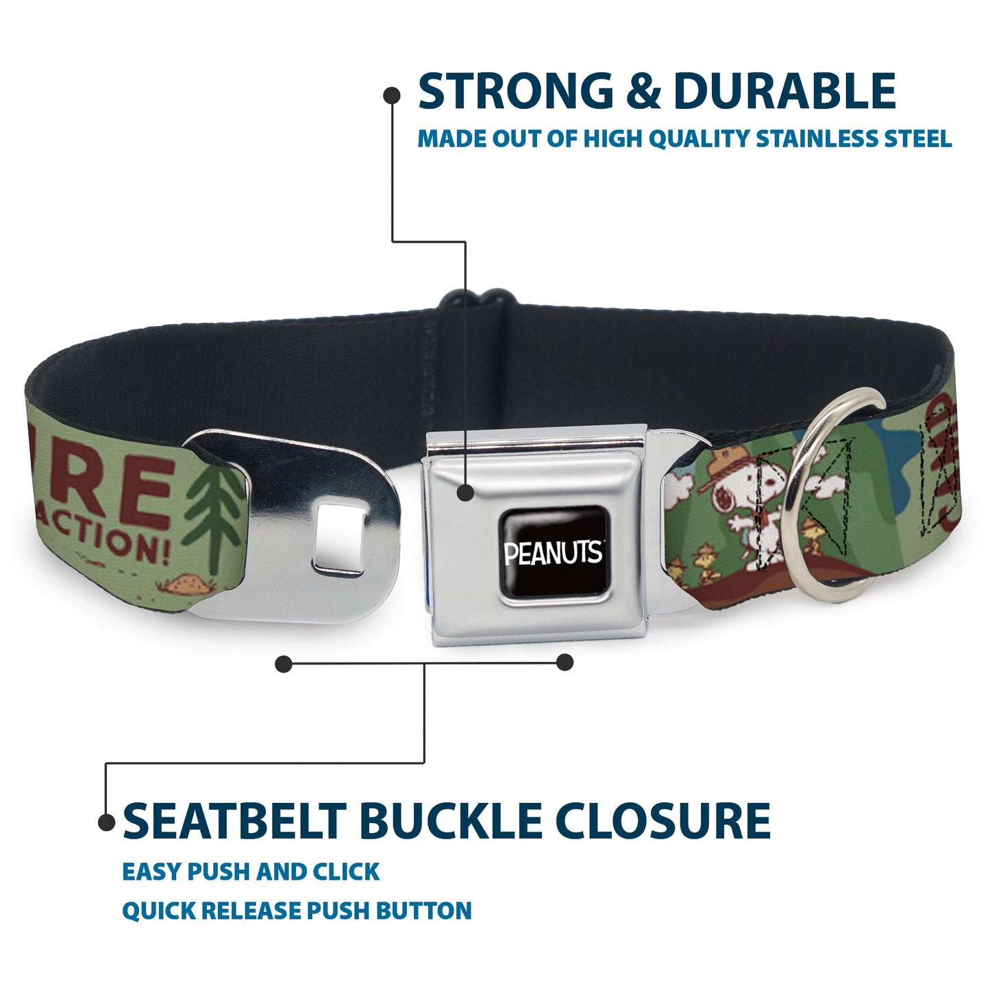 Peanuts Happy Camper Beagle Scouts Seatbelt Collar
