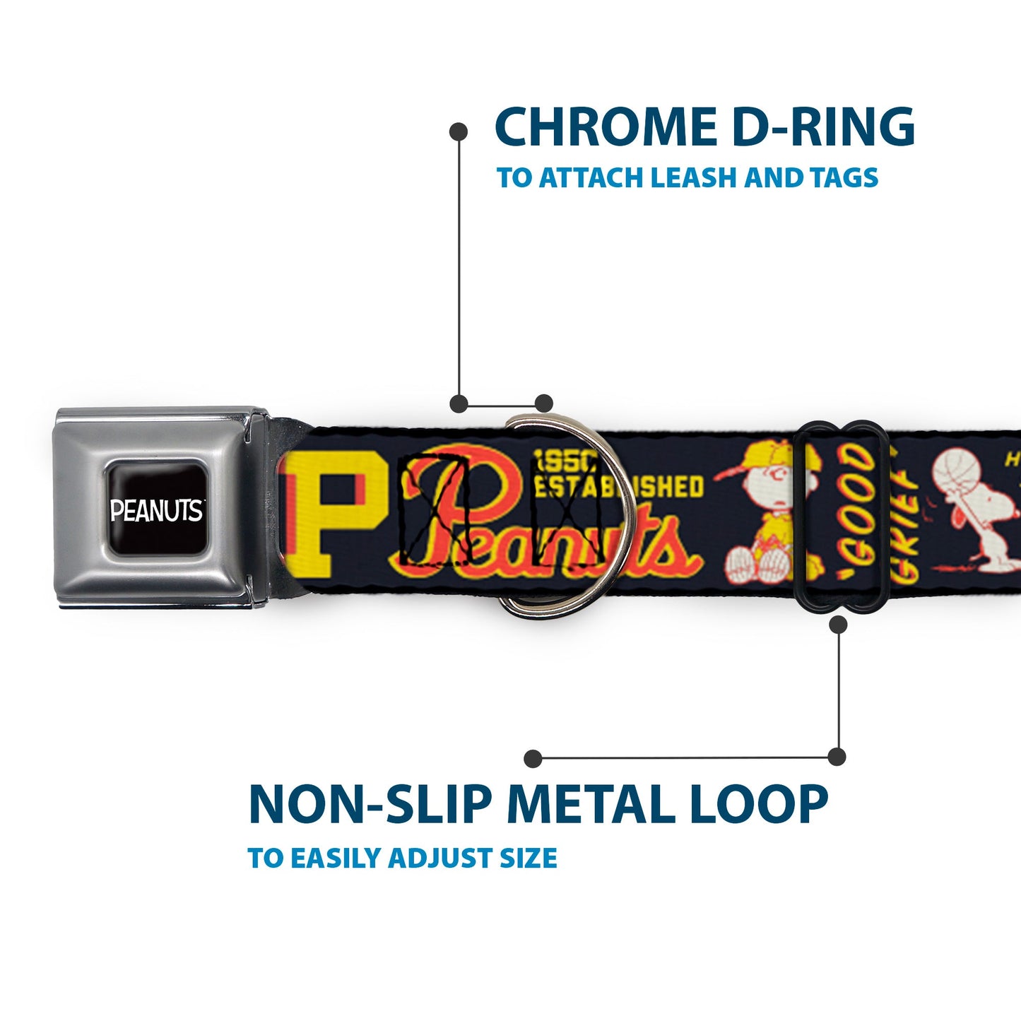 Peanuts Dog Collar - Athletic Club Varsity Logo Seatbelt Buckle