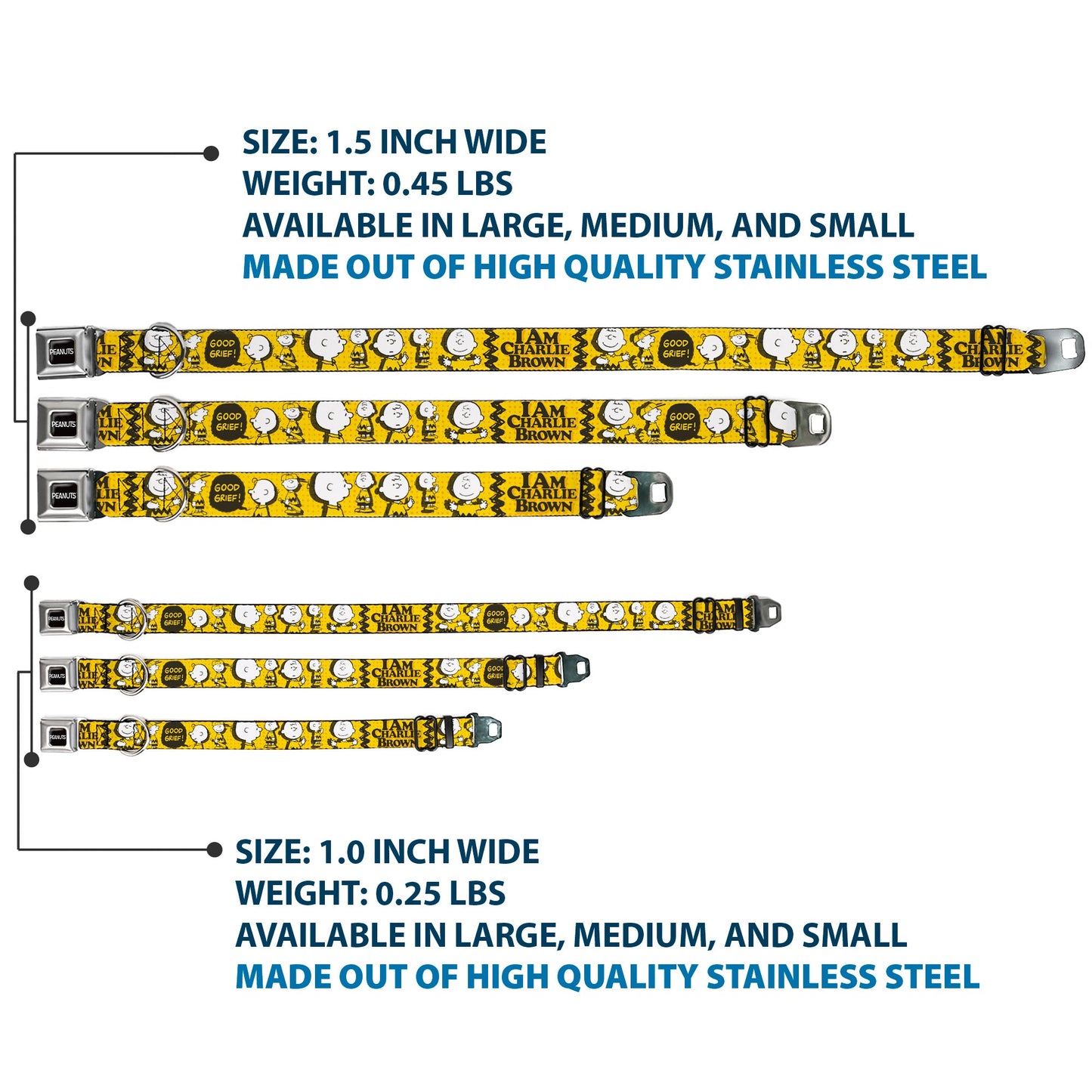 Peanuts Charlie Brown Poses Seatbelt Dog Collar