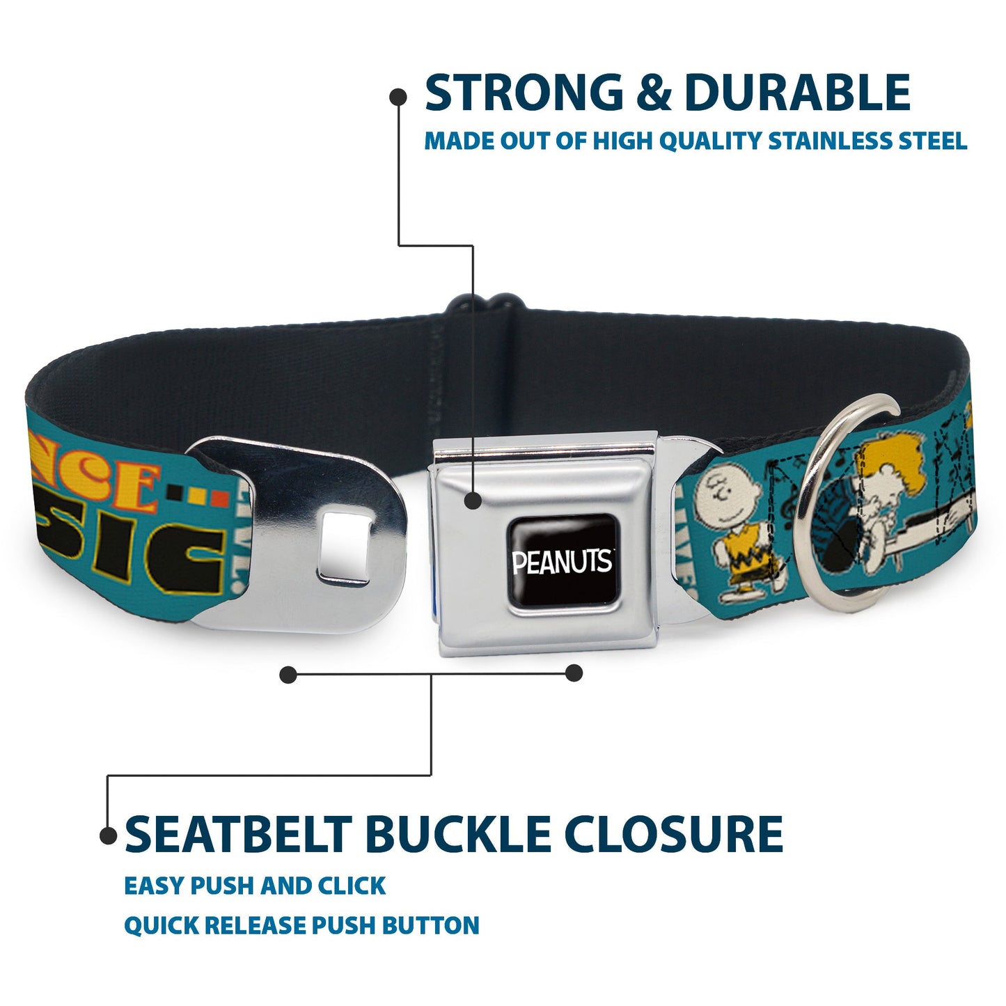 Peanuts Dog Collar with Seatbelt Buckle Design