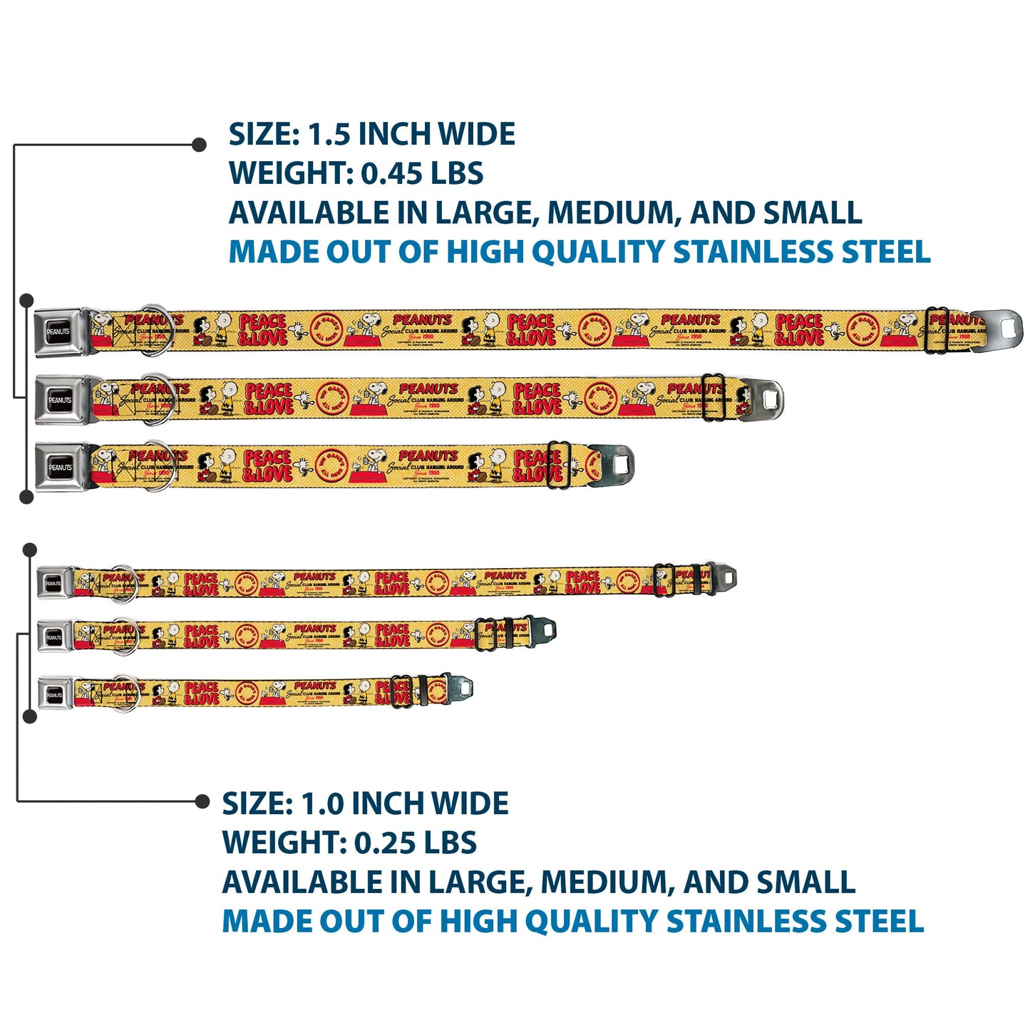 Peanuts Dog Collar: Seatbelt Buckle Style