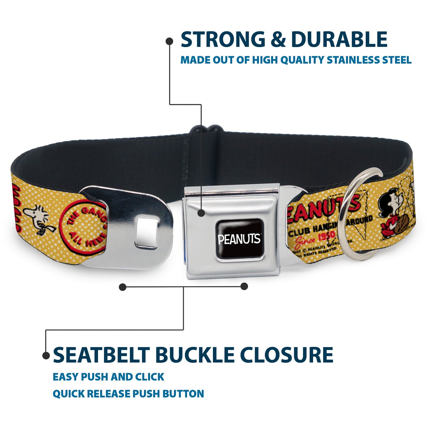 Peanuts Dog Collar: Seatbelt Buckle Style