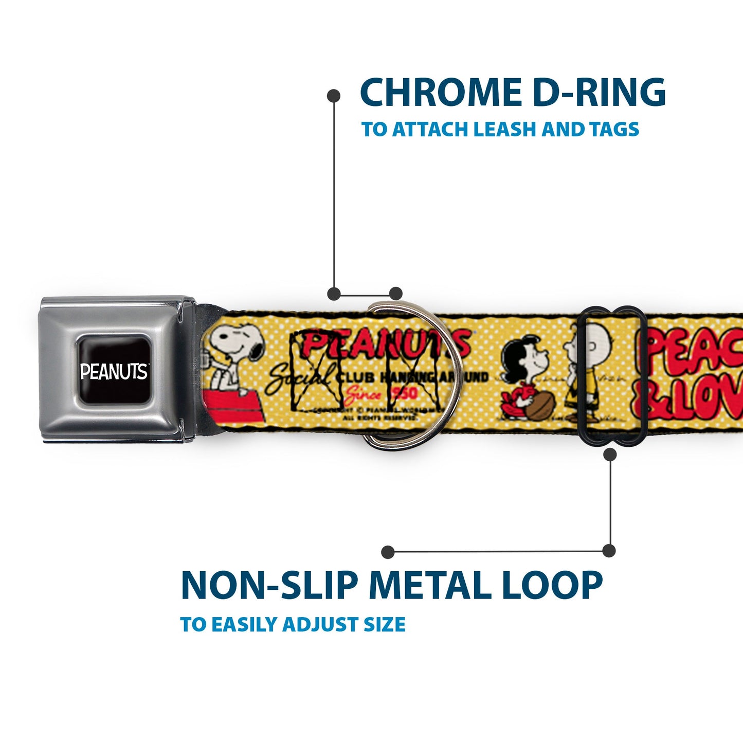 Peanuts Dog Collar: Seatbelt Buckle Style