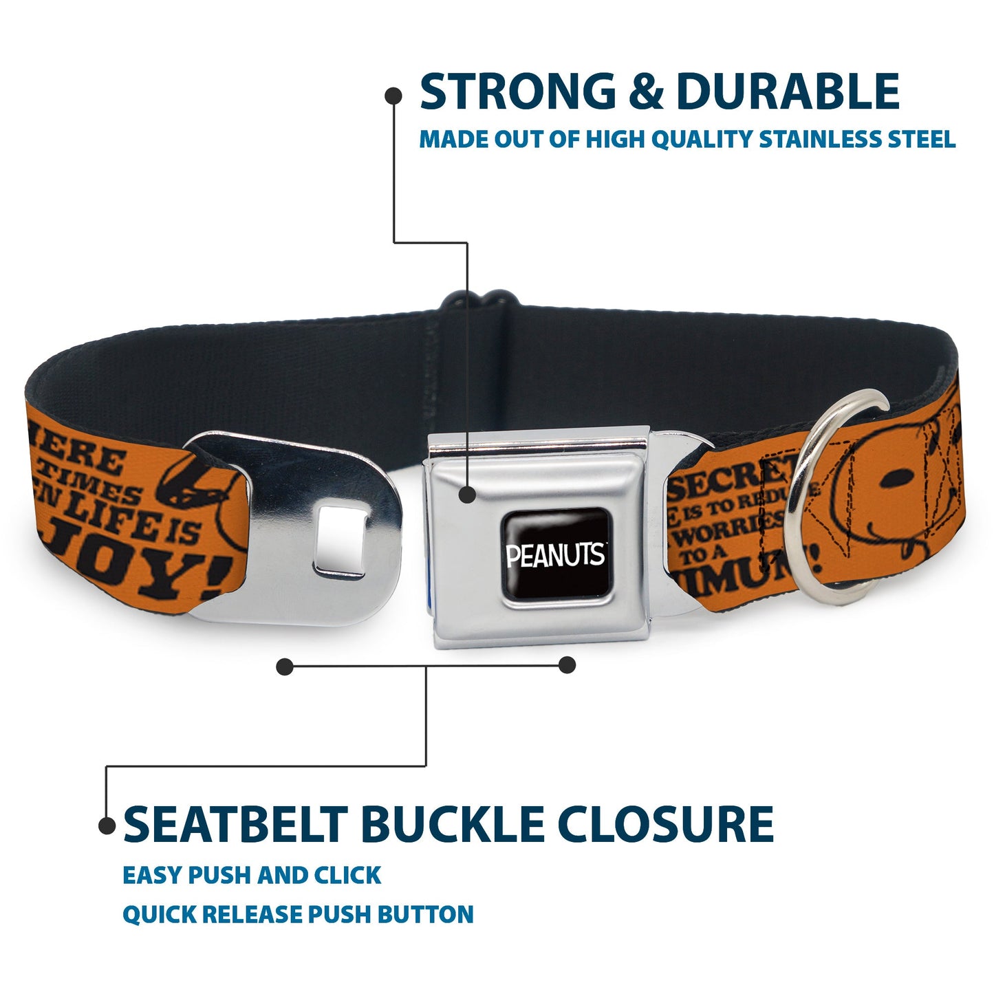 Dog Collar: Snoopy Poses & Quotes Seatbelt Buckle Collar | The Peanuts Store