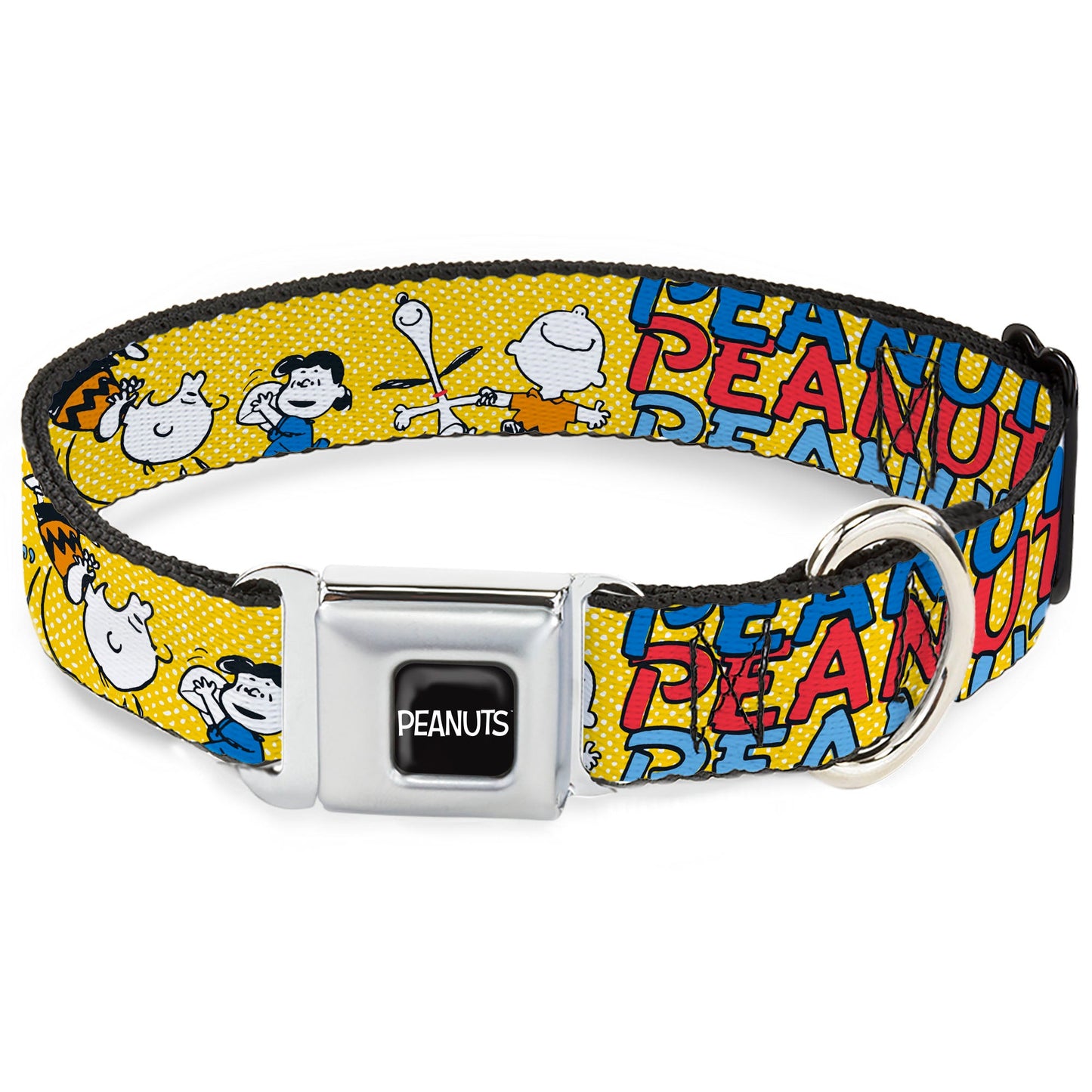 Peanuts dog collar with Charlie Brown seatbelt buckle from The Peanuts Store.