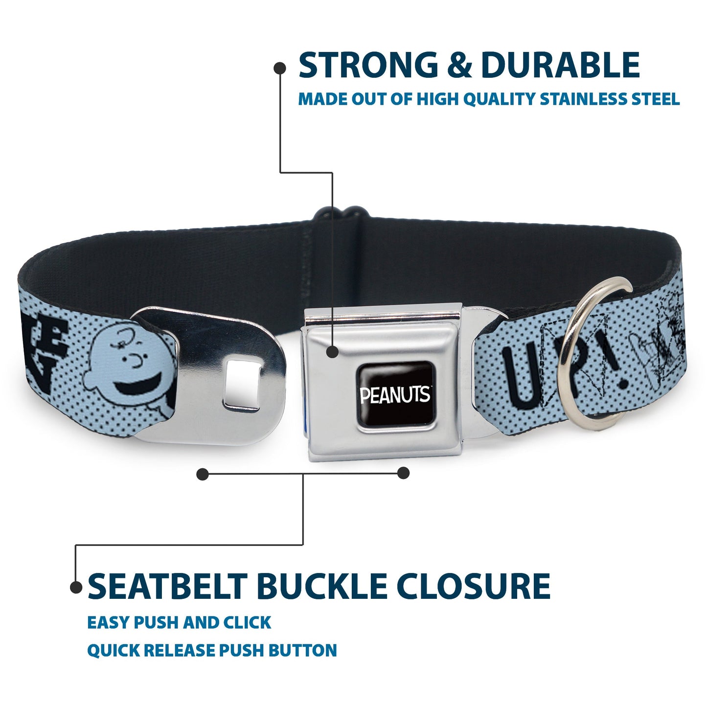 Charlie Brown Poses Seatbelt Buckle Dog Collar | The Peanuts Store